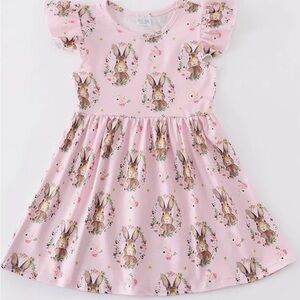 Pink Bunny Print Kids Dress